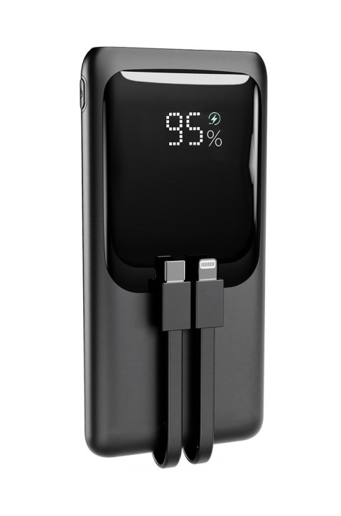 GEMBIRD POWERBANK O POJEMNOŚCI 10000MAH Z WYŚWIETLACZEM LCD ZINTEGROWANYMI KABLAMI SZYBKIM ŁADOWANIEM QC3.0 20W