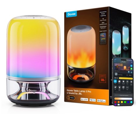 Govee Table Lamp 2 Pro x Sound by JBL, lampka biurkowa RGBICWW, Wi-Fi, Bluetooth H6020