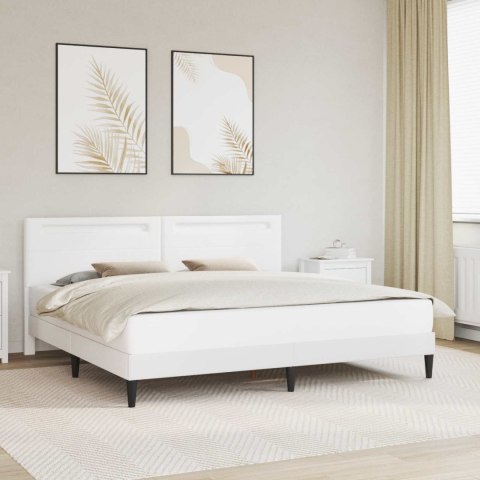 Ramka łóżka z paskami LED Biały 180 x 200 cm Ekoskóra