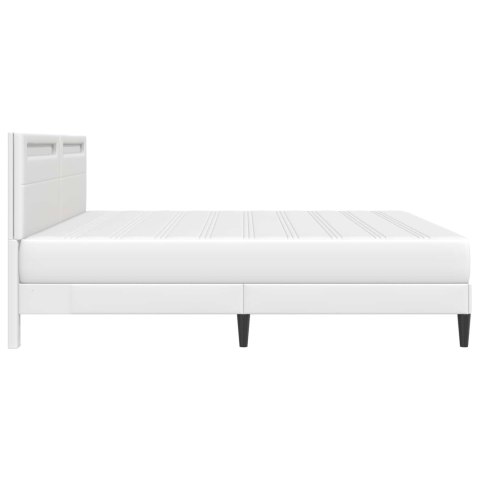 Ramka łóżka z paskami LED Biały 180 x 200 cm Ekoskóra