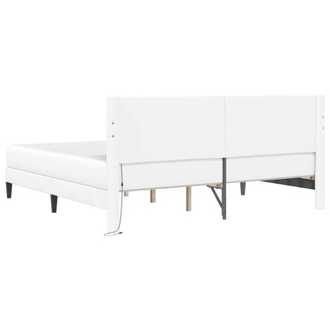 Ramka łóżka z paskami LED Biały 180 x 200 cm Ekoskóra