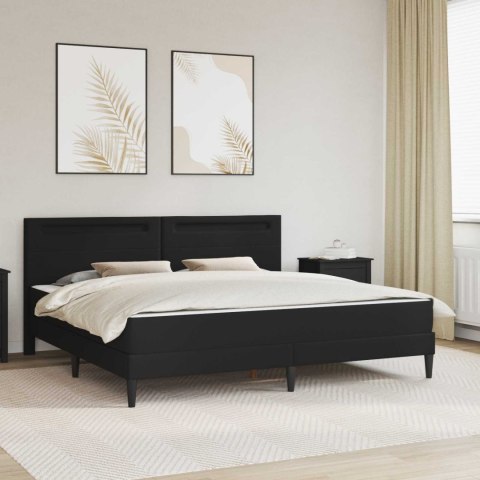 Ramka łóżka z paskami LED Czarny 180 x 200 cm Ekoskóra
