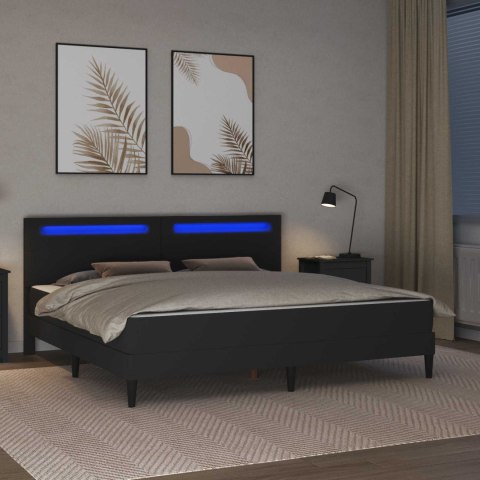 Ramka łóżka z paskami LED Czarny 180 x 200 cm Ekoskóra