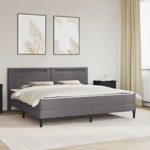 Ramka łóżka z paskami LED Szary 180 x 200 cm Ekoskóra