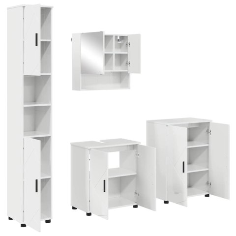 Zestaw mebli łazienkowych z drzwiami 4 pcs Wysoki połysk biały