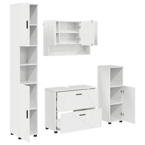 Zestaw mebli łazienkowych z szufladą 4 pcs Wysoki połysk biały