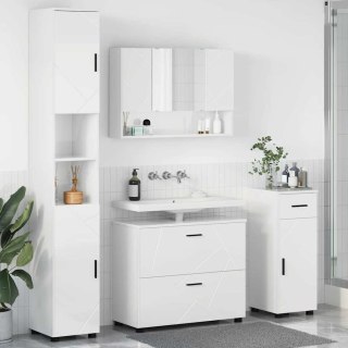 VidaXL Zestaw mebli łazienkowych z szufladą 4 pcs Wysoki połysk biały