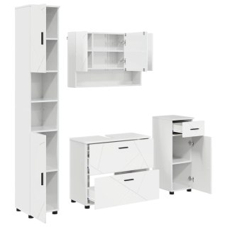VidaXL Zestaw mebli łazienkowych z szufladą 4 pcs Wysoki połysk biały
