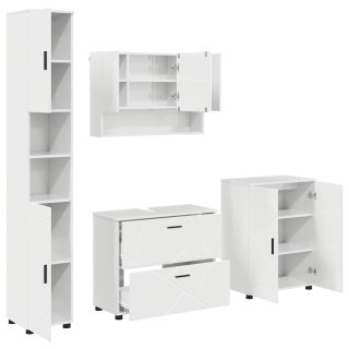 VidaXL Zestaw mebli łazienkowych z szufladą 4 pcs Wysoki połysk biały