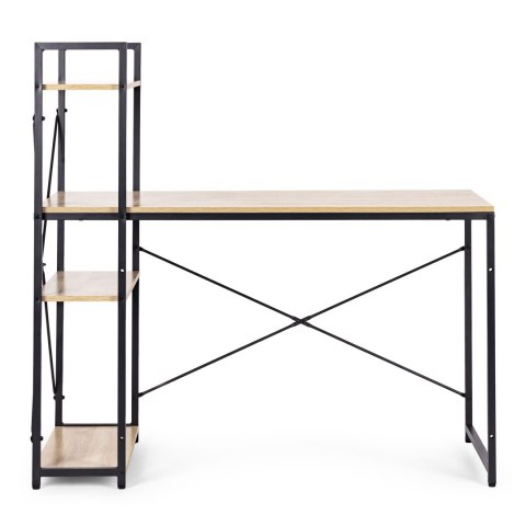 Biurko komputerowe szkolne 120x60 cm regał z 3 półkami loft jasny dąb ModernHome