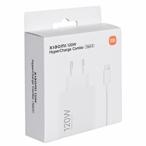 Ładowarka sieciowa Xiaomi 120W HyperCharge Combo (Type-A) EU Wall Charger, USB Type-A port, USB Type-C cable included (1 m), Whi