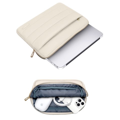 Torba pokrowiec Puffy na laptop tablet 13-14'' + etui na akcesoria - beżowy