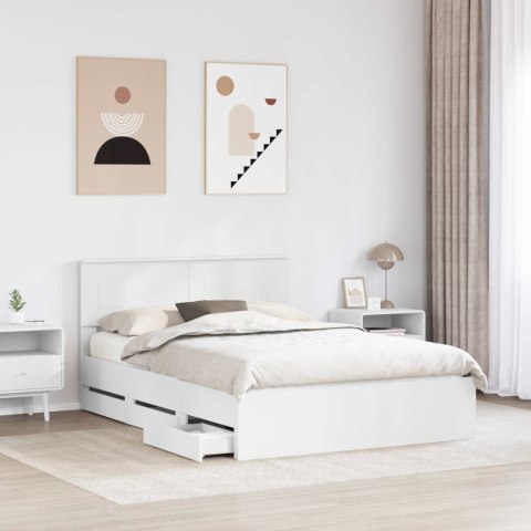 Ramka łóżka z szufladą Biały 140 x 190 cm Drewno inżynieryjne