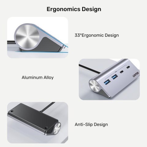 UNITEK HUB ALUMINIOWY USB-A/C 2X USBA 2X USBC 5GBP