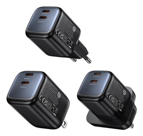 UNITEK ŁADOW. SIECIOWA 2X GAN 45W, 2XUSB-C PD 3.0, QC, CZARNA