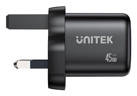 UNITEK ŁADOW. SIECIOWA 2X GAN 45W, 2XUSB-C PD 3.0, QC, CZARNA