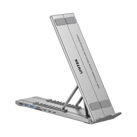 UNITEK PODSTAWKA POD LAPTOP REGULOWANA + HUB USB-C/A, HDMI 2.0, PD 100W