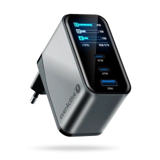 EVERACTIVE ŁADOWARKA SIECIOWA GAN 1 X USB, 2 X USB-C QUICK CHARGE 4+ 67W CZARNA SC-670Q