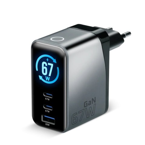EVERACTIVE ŁADOWARKA SIECIOWA GAN 1 X USB, 2 X USB-C QUICK CHARGE 4+ 67W CZARNA SC-670Q