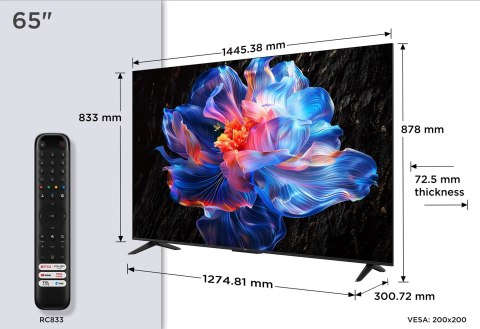 Telewizor TCL 65P69K LED 65'' 4K Ultra HD Google TV Dolby Atmos DVB-T2 Czarny (OUTLET)