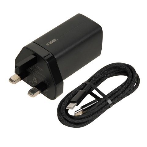 ŁADOWARKA SIECIOWA I-BOX C-65 GAN PD65W KABEL, CZARNA (OUTLET)