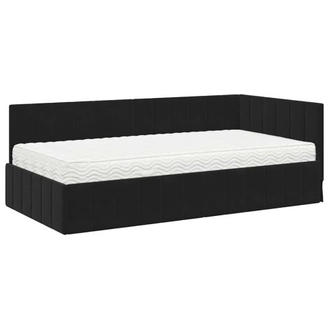 Rama Łóżka Narożnego z Materacem 2 pcs Czarny Aksamit
