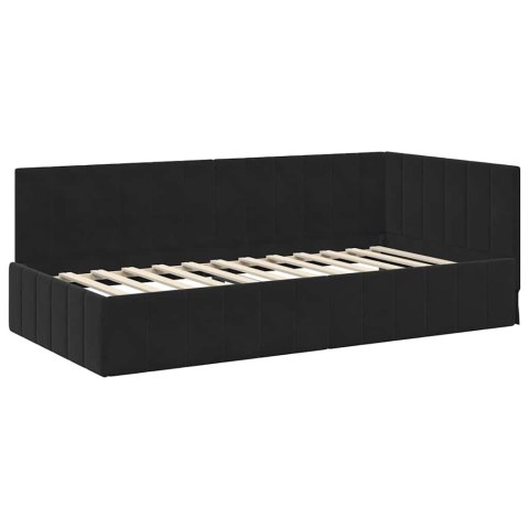 Rama Łóżka Narożnego z Materacem 2 pcs Czarny Aksamit