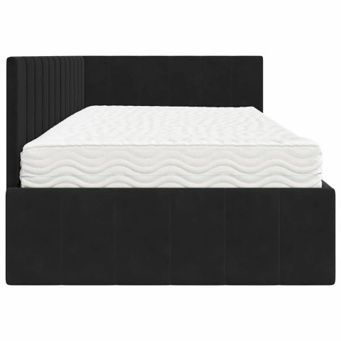 Rama Łóżka Narożnego z Materacem 2 pcs Czarny Aksamit