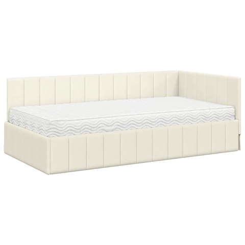 Rama Łóżka Narożnego z Materacem 2 pcs Kremowy Aksamit
