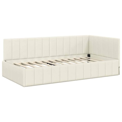 Rama Łóżka Narożnego z Materacem 2 pcs Kremowy Aksamit