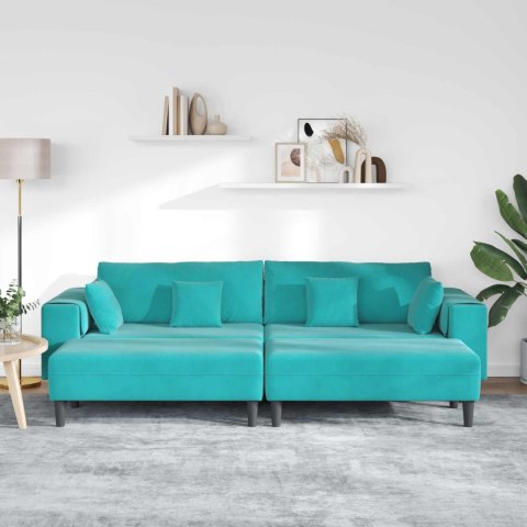 Sofa 3 pcs Turkusowy 250 x 188 x 76 cm Aksamit