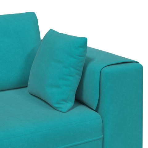 Sofa 3 pcs Turkusowy 250 x 188 x 76 cm Aksamit