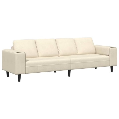 Sofa Kremowy 250 x 77 x 76 cm Tkanina sztruksowa
