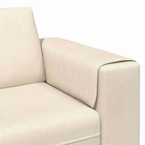 Sofa Kremowy 250 x 77 x 76 cm Tkanina sztruksowa