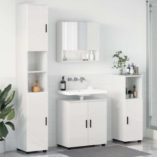 VidaXL Zestaw mebli łazienkowych z drzwiami 4 pcs Wysoki połysk biały