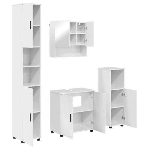 Zestaw mebli łazienkowych z drzwiami 4 pcs Wysoki połysk biały