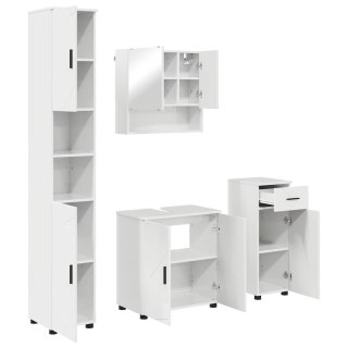 VidaXL Zestaw mebli łazienkowych z szufladą 4 pcs Wysoki połysk biały