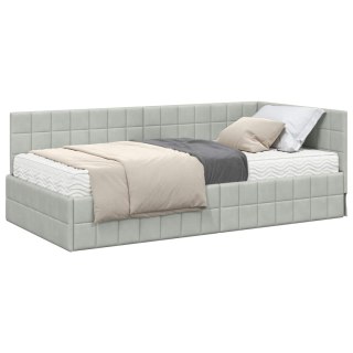 VidaXL Rama Łóżka Narożnego z Materacem 2 pcs Jasnoszary Aksamit