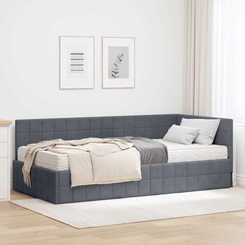 Rama Łóżka Narożnego z Materacem 2 pcs Szary Aksamit