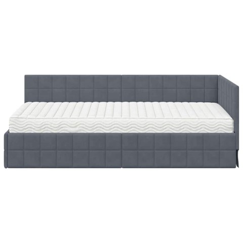 Rama Łóżka Narożnego z Materacem 2 pcs Szary Aksamit