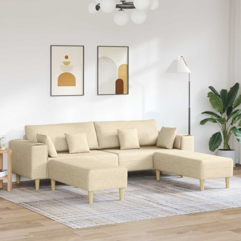 Sofa z poduszką 3 pcs Kremowy tkanina