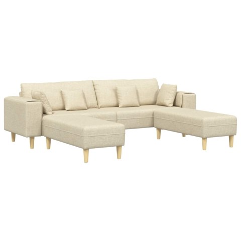 Sofa z poduszką 3 pcs Kremowy tkanina