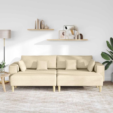 Sofa z poduszką 3 pcs Kremowy tkanina