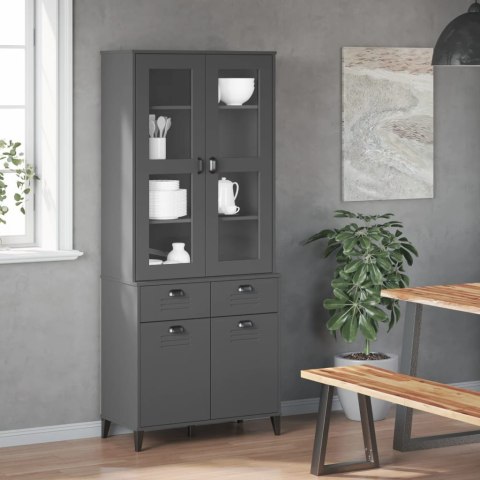 Kredens VIKEN, antracytowy, 80x40x190 cm, lite drewno sosnowe