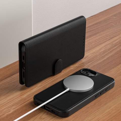 Etui pokrowiec na iPhone 16e / 17e Wallet MagSafe - czarny mat