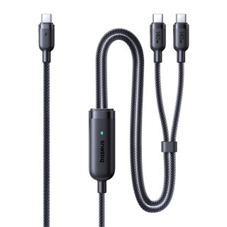 Kabel przewód 2w1 USB-C - 2x USB-C 140W 1.5 m - czarny