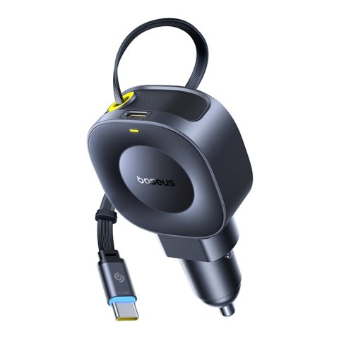 Ładowarka samochodowa USB-C ze zwijanym kablem USB-C 30W - czarna