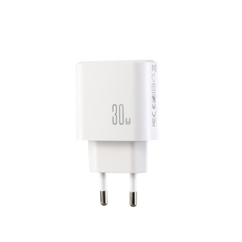 Ładowarka sieciowa USB-A USB-C USB-L JR-TG6 GaN 30W - biała