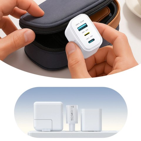 Ładowarka sieciowa USB-A USB-C USB-L JR-TG6 GaN 30W - biała