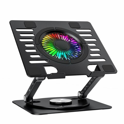Podstawka chłodząca z obrotem 360 pod laptop tablet RGB - czarna